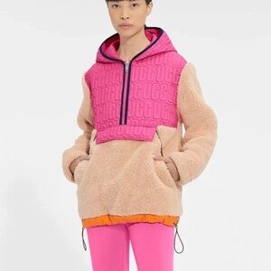 UGG Iggy Sherpa Half Zip Pullover Fleece Size Small Taffy pink multi